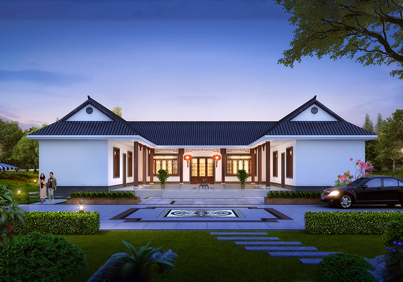 带庭院中式三合院设计图，国人的理想住宅