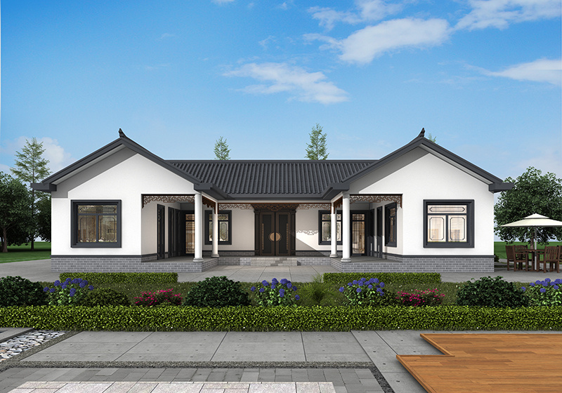 一层新中式三合院设计图，带庭院，建好100年不过时