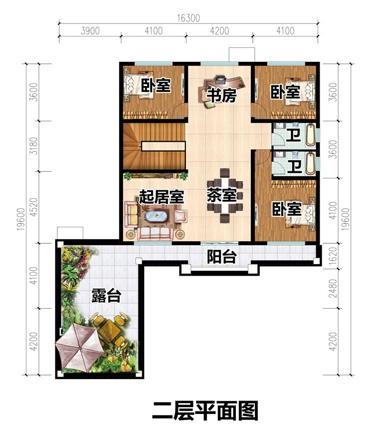 L户型农村自建房别墅设计图3