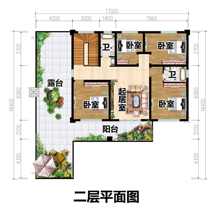 七字型二层时尚简约自建房设计3