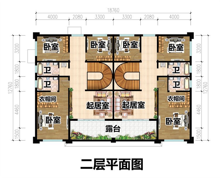 二层新款双拼别墅设计图3