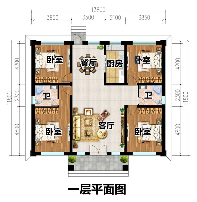 农村一层户型设计方案2