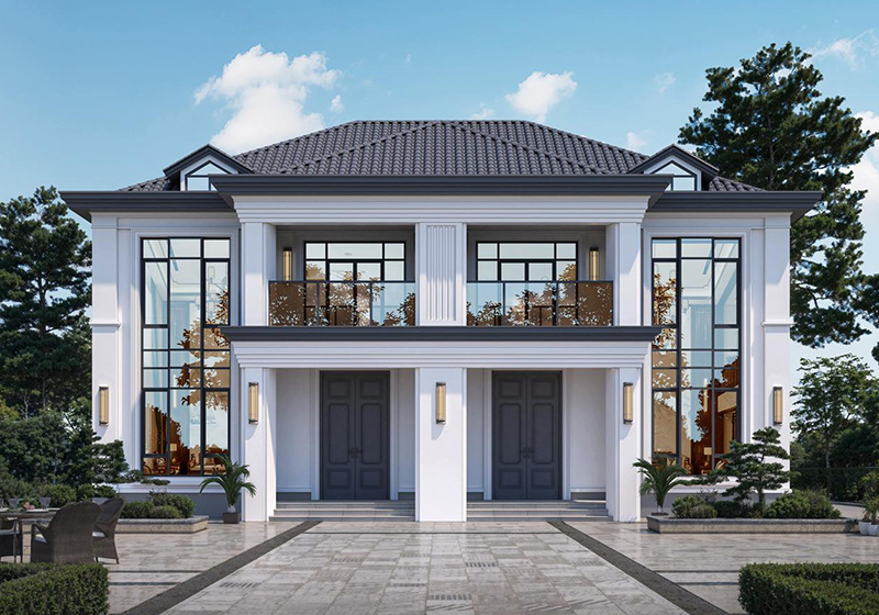 新中式双拼别墅二层设计图，气派实用有面子，17米乘13米