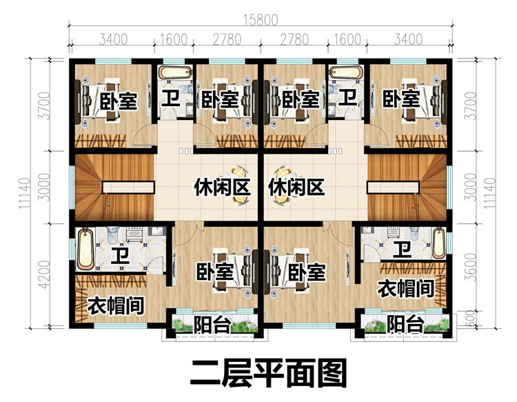 二层双拼别墅设计图3