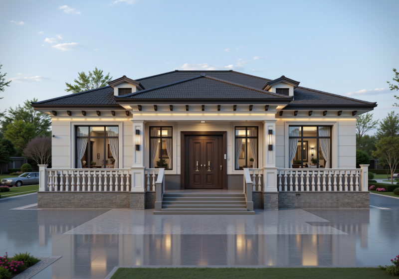 实用型一层农村自建房别墅设计方案，左右对称布局好