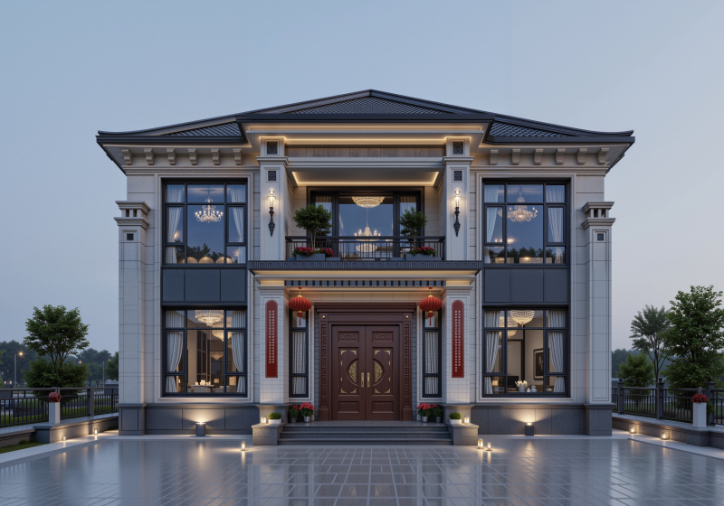 最新自建小楼二层农村别墅设计图，大气好看，13米乘14米