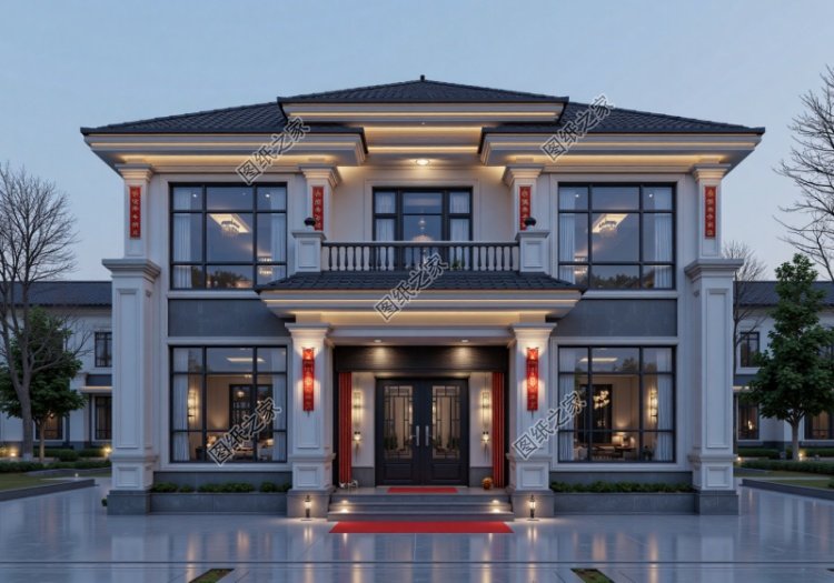 流行款！二层官帽房别墅设计图，寓意升官发财添贵气，大气与文化底蕴共存！