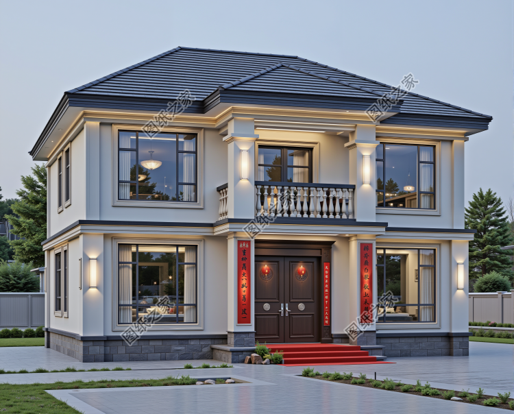 开间12米二层农村别墅设计图，占地适中，实用又经济！