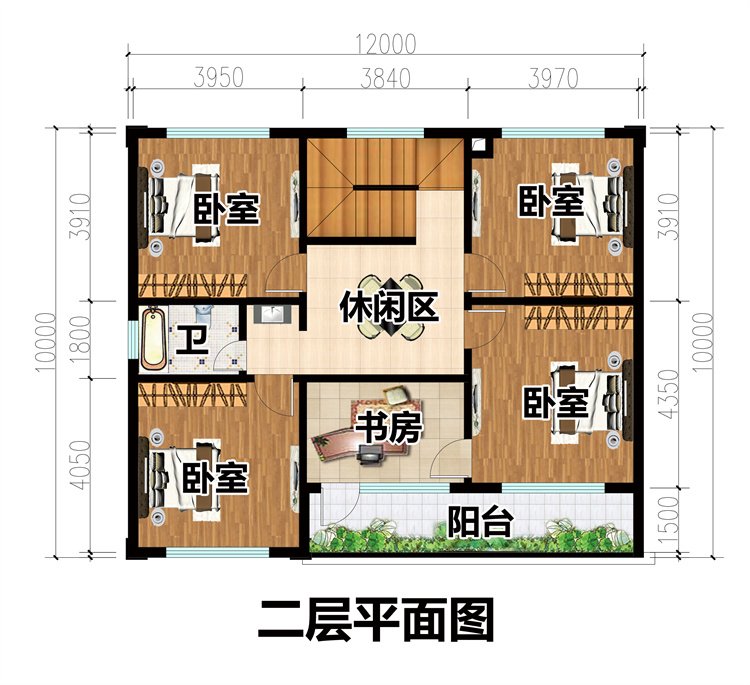 简单大气农村二层自建房，开间12米，进深10米