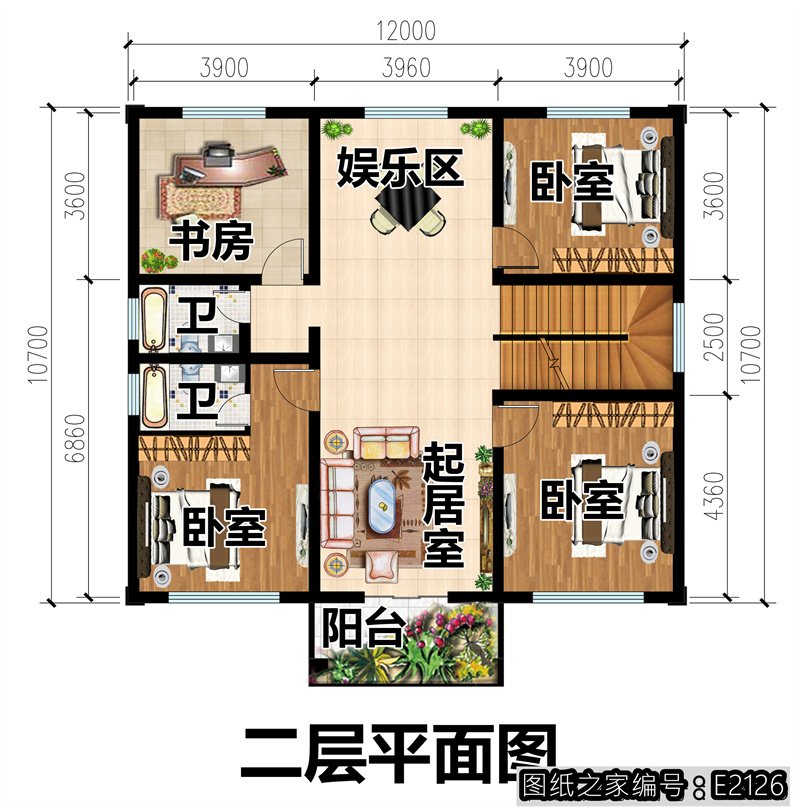 开间12米进深10米，占地120平的农村自建房怎么设计？