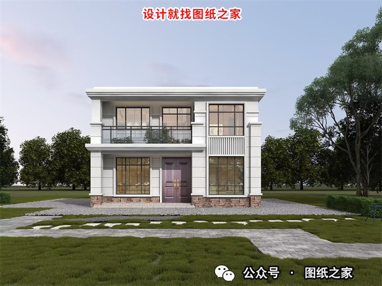 农村二层平顶别墅设计图，一点不比坡屋顶差，赶快收藏回家建