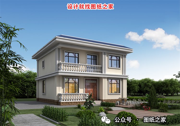 农村二层平顶别墅设计图，一点不比坡屋顶差，赶快收藏回家建