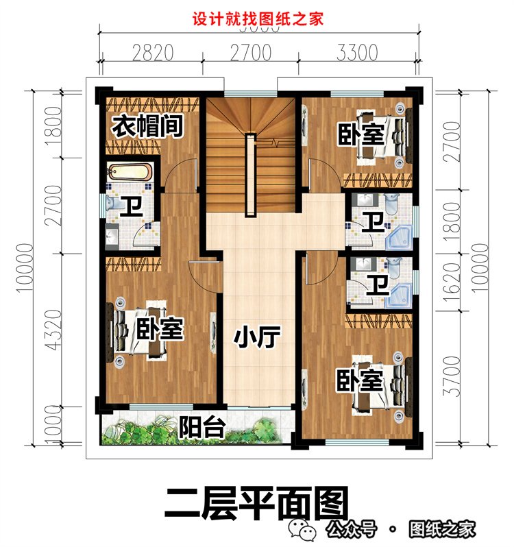 农村二层平顶别墅设计图，一点不比坡屋顶差，赶快收藏回家建