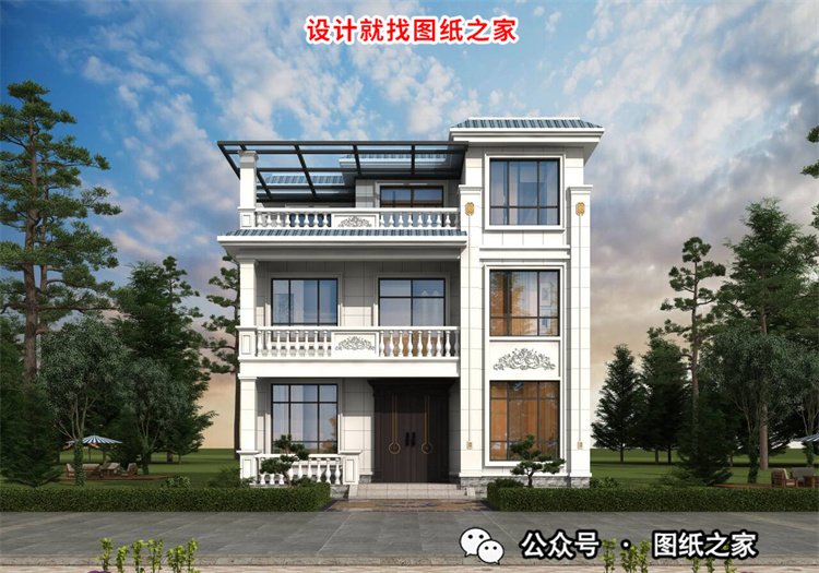 这8款三层平屋顶楼房设计图太美了，一点不输给坡屋顶别墅