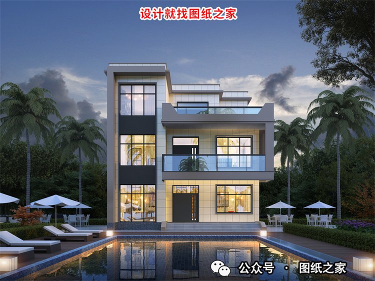 这8款三层平屋顶楼房设计图太美了，一点不输给坡屋顶别墅