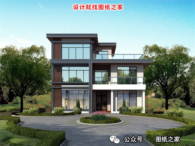 这8款三层平屋顶楼房设计图太美了，一点不输给坡屋顶别墅
