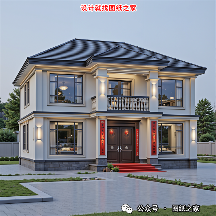 农村三间两层楼房设计图，符合80后的审美，年轻人建房不用愁了