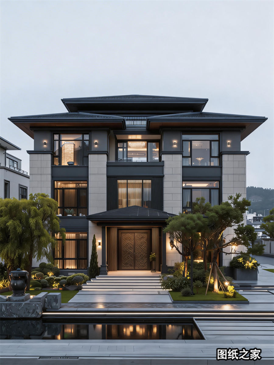 一眼心动的新中式官帽房，三层 - 别墅设计效果图