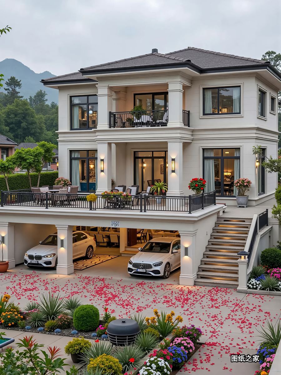 带架空的二层别墅，好看又实用 - 别墅设计效果图