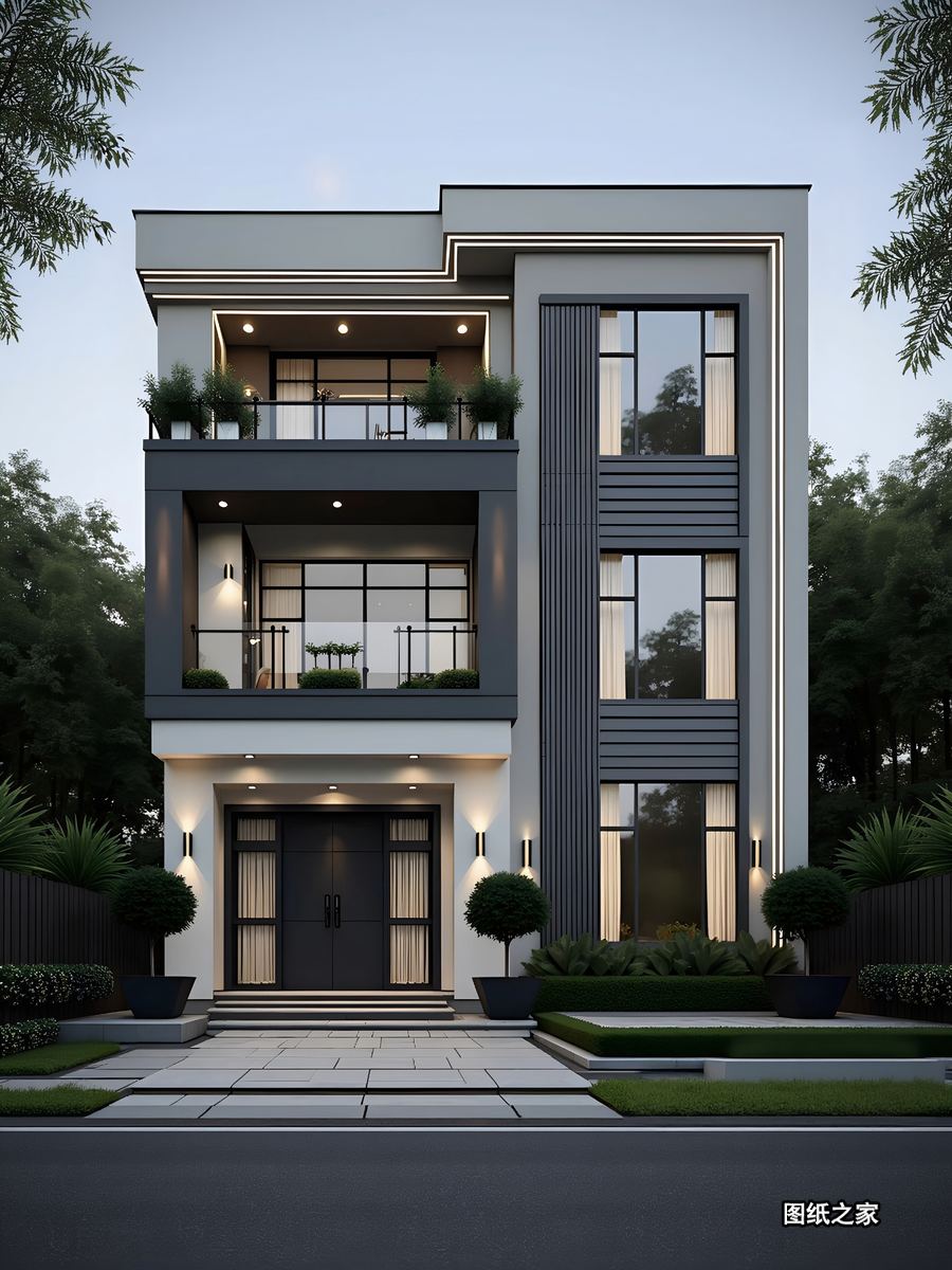 现代风自建房，简约干净越住越舒服 - 别墅设计效果图