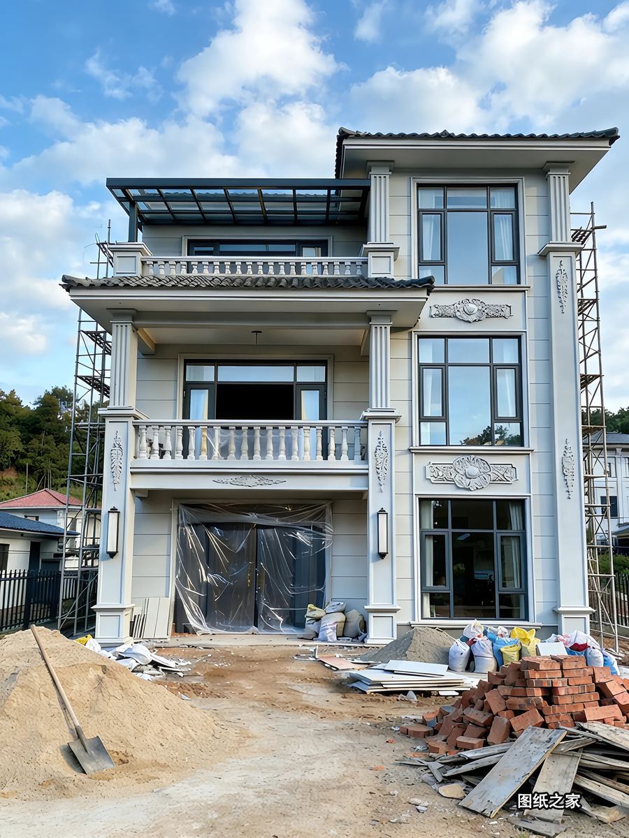 简欧风自建房，明亮清爽颜值在线 - 别墅设计效果图