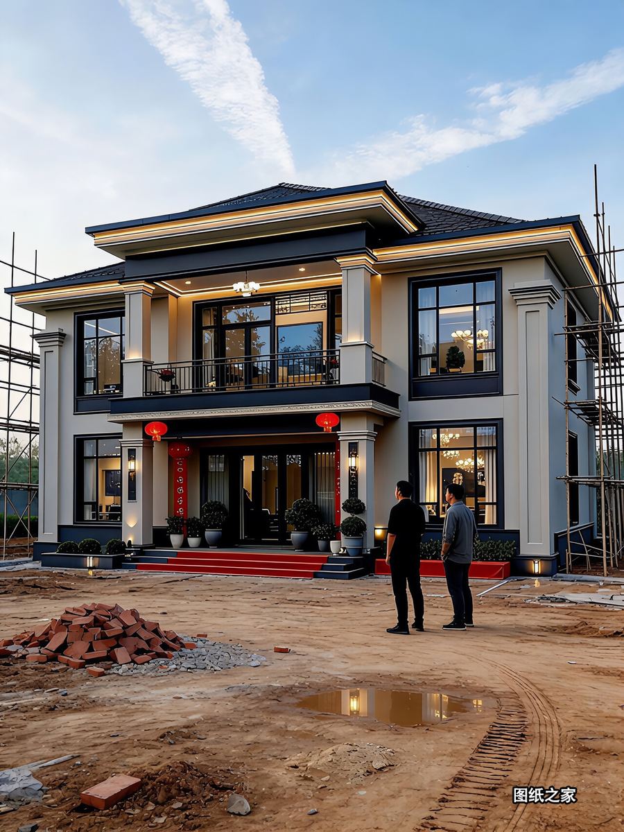 新中式小院建成，长辈看了都夸有品味 - 别墅设计效果图