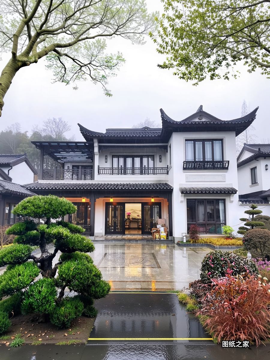 中式自建房，温柔又有东方韵味 - 别墅设计效果图