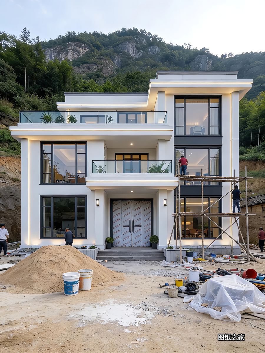 平屋顶别墅，干净利落还能做晾晒区 - 别墅设计效果图
