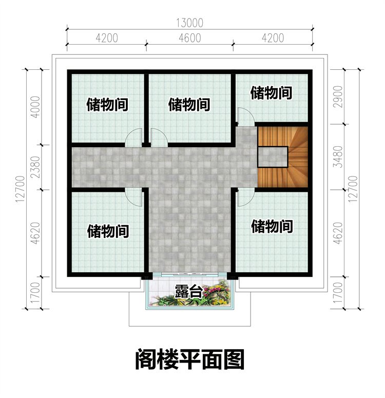 农村二层半中式官帽房别墅4