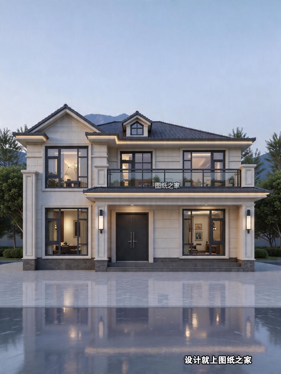 大气二层别墅图纸，全套施工图 - 别墅设计效果图