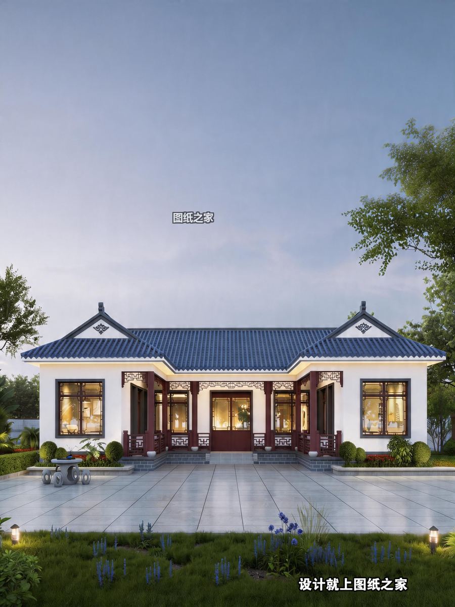 舒适一层小平墅，农村自建超合适 - 别墅设计效果图