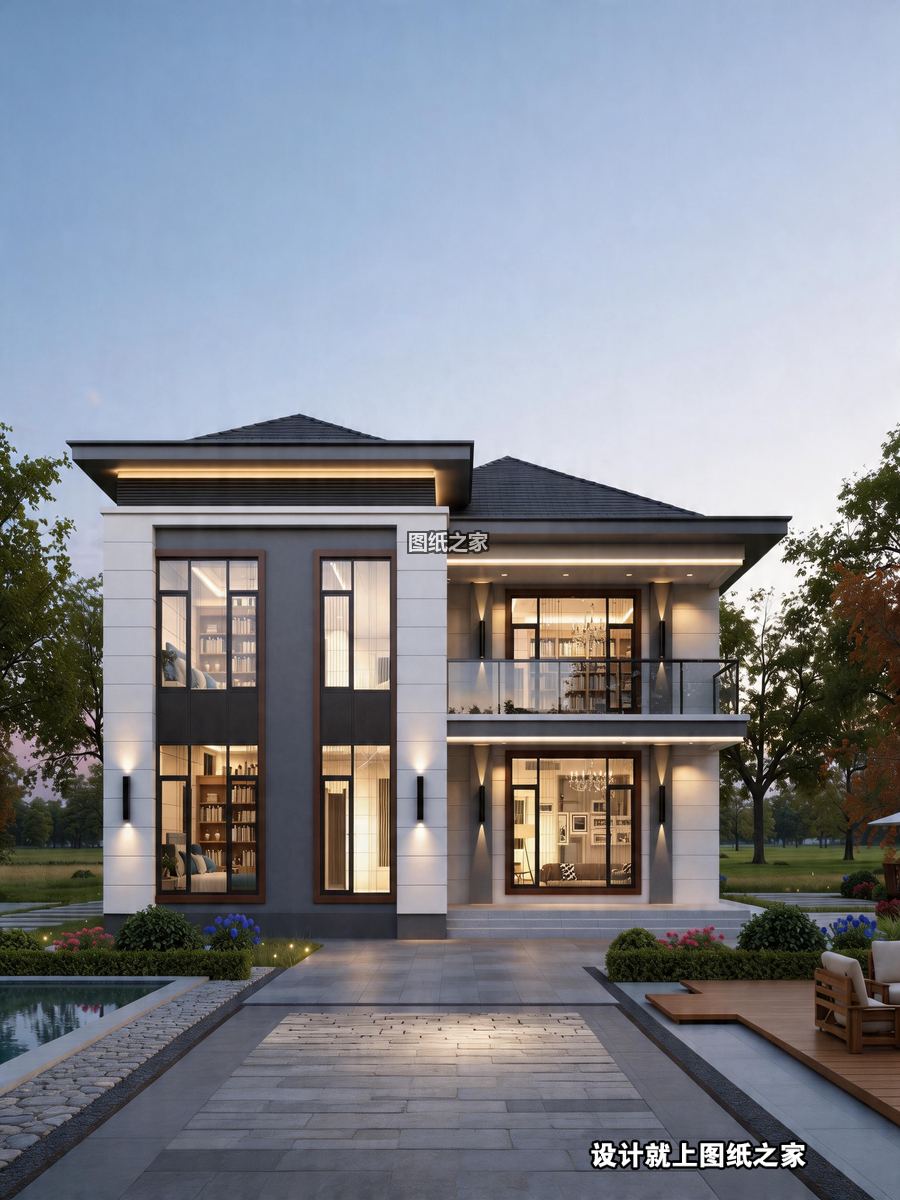 轻奢二层别墅，带露台超惬意 - 别墅设计效果图