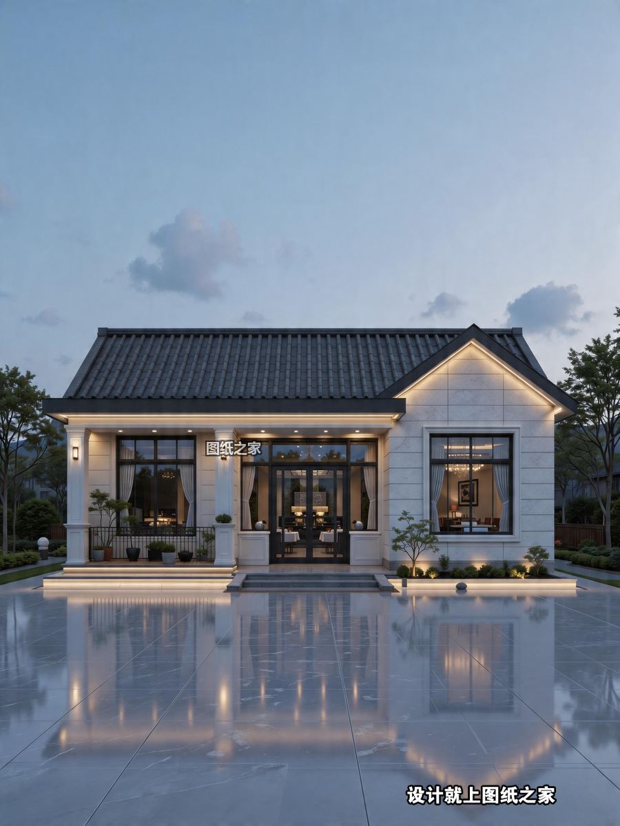 极简一层别墅，农村建房首选款 - 别墅设计效果图