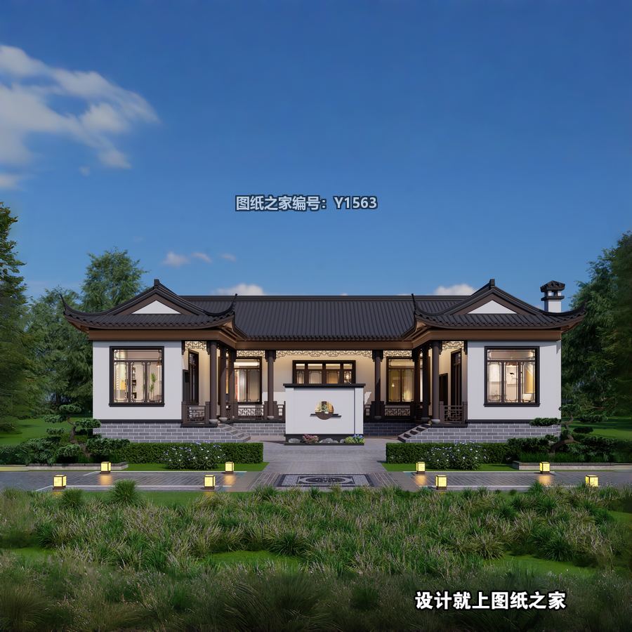 中式一层自建房，耐看不过时 - 别墅设计效果图